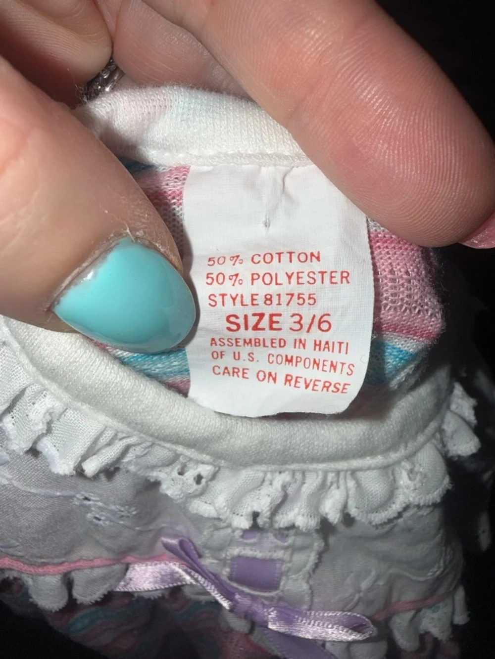 Vintage Baby Girl Striped Lace Bubble Romper 3-6 Month